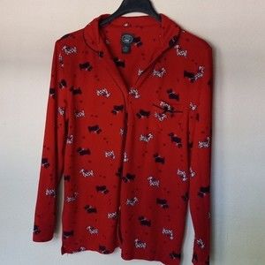 Laura Ashley Pajama Top Womens XL Scottie Dog Cheetah Print Bows Hearts Knit